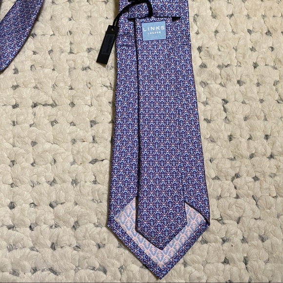 LINKS OF LONDON Silk Logo Tie Deer Stag blue pink - Picture 4 of 6